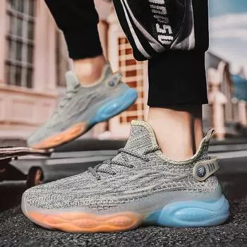 Men Shoes Comfortable Sneakers Breathable For Mesh Tennis Sports Running Walking Outdoor Flying Weave Women Slip-on Gym Shoes 39 серый