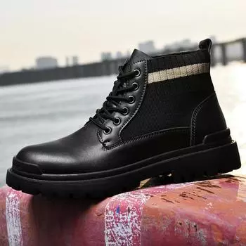 Мужская обувь Дизайнерская Натуральная кожа Уличные Ботильоны-носки Мужская Повседневная Военная Обувь Мотоциклетные Мужские Ботинки Большой Размер 38-47 42
