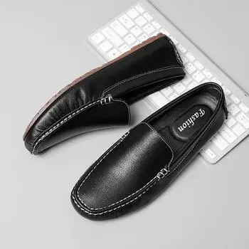 Мужская обувь Модные лоферы Мужские натуральная кожа Ретро Drive Удобные классические повседневные туфли-лодочки Для отдыха Прогулки Балетки Черные мокасины 38