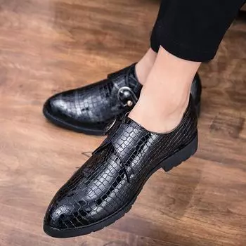 Men Shoes New Fashion High Quality Leather Shoes slip on Handmade Casual Formal Stylish Loafers Shoe men Zapatos De Hombre 7 чёрный