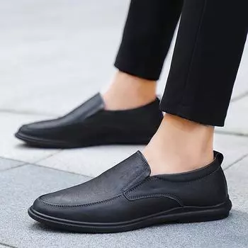 Мужские туфли слипоны модные с круглым носком повседневные модные универсальные кожаные туфли с кисточками деловые туфли мужские мокасины 6.5