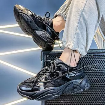 Men Shoes Sneakers Breathable Mesh Light Men Casual Tenis Shoes Men Lover Sneakers Sports Running Shoes Men s Shoes Plus Size 35 чёрный