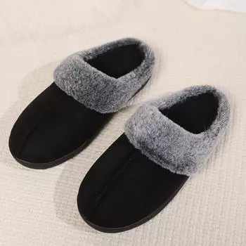 Men Shoes Winter Plush Warm Indoor Comfortable Slippers Casual Cotton Shoes Non-slip Slides Soft Women Couples Home Slippers 36-37