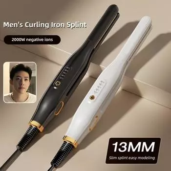 Мужская плойка для коротких волос с регулируемой температурой, выпрямитель для волос двойного назначения, щипцы для завивки, пушистый инструмент для укладки волос чёрный