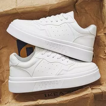 Men Skateboard Shoes Fashion Leather Men Casual Shoes White Platform Running Sneakers Breathable Tennis Shoes Thick Sports Shoes 39