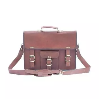Men sLeather Vintage Laptop Messenger Handmade Briefcase Bag Satchel New 18 x 14 x 6 in