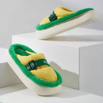 Men Slippers Winter Fashion Cute Warm Shoes Men Casual Flat House Indoor Bedroom Home Cotton Comfortable Slippers Women Autumn 36-37 зелёный