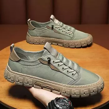 Men Sneakers Breathable Casual Shoes Men s Lace Up Slip on Walking Flats That s Shoes Male Vulcanized Shoes Fashion Men s Shoes 6.5 зелёный