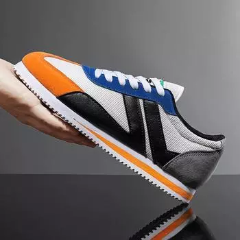 Men Sneakers Casual Fashion Easy Matching Mixed Colors Leather Mesh Breathable Height Increased Flat Platform Running Shoes 39