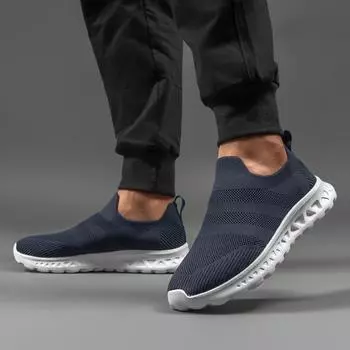 Men Sneakers Knit Running Shoes Breathable Outdoor Mesh Blue Sport Shoes Lightweight Sneakers Man Shoes Comfortable 1273 40