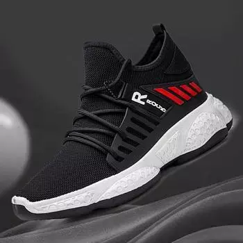 Men Sneakers New Breathable Lace Up Men Mesh Shoes Fashion Casual No-slip Men Vulcanize Shoes Tenis Masculino H500 39 чёрный