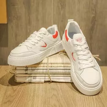 Men Sneakers Summer 2024 New Breathable Canvas Shoes Fashion Lace Up Flat Sport Anti-skid Running Board Shoes Zapatillas Hombre 39 красный