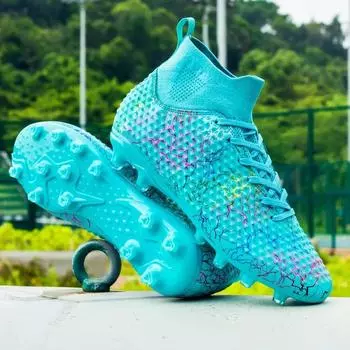 Men Soccer Shoes Soft AG Football Boots Breathable Non-Slip Grass Training Male Sneakers Cleats Outdoor High Top Sport Footwear 39
