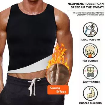 Men Solid Bodybuilding Sports Sweat Absorption Coating Vest Corset Top L чёрный