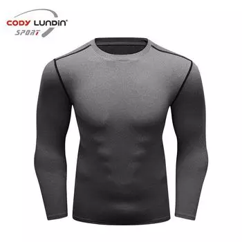 Men Sports Bodysuit Men s Long Sleeves Quick-Drying Wicking Sports Stretch Workout Clothes Compression T-shirt Sports Clothing Gray L