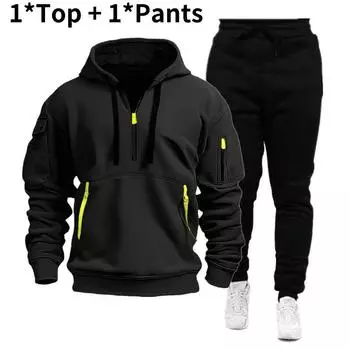 Men Sports Hoodie Set Sportswear Long Sleeved Clothes Fashion Soft Clothing S
