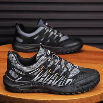 Men Sports Running Shoes Outdoor Walking Soft Casual Sneakers Fashion Designer Leather Sneaker Waterproof Men s Tennis Masculina 40 чёрный