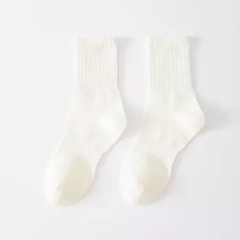 Men Spring and Autumn Pure Cotton 5A Antibacterial Deodorant Pure Color Sweat Absorbing Breathable Sports Business Tube Socks 1 pair