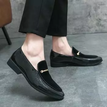 Мужские замшевые туфли, повседневные тапочки для мужчин, модельные туфли, летние мокасины, винтажная классическая деловая мужская обувь 38 чёрный