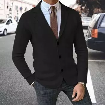 Мужской пиджак с лацканами, длинный рукав, приталенный пиджак с карманами L светло-серый