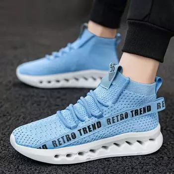 Men Thick Sole Elevator Shoes White Sneakers Sport Shoes Blue Running Shoes Large Size Lightweight EU: 40 чёрный