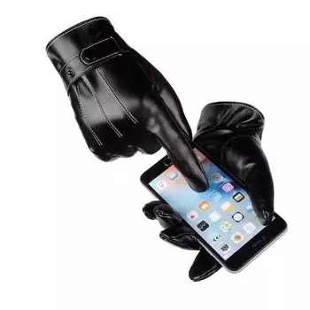 Men Touch Screen Pu Half Finger Gloves Fall and Winter Fitness Outdoor Sports Gloves Imitation Leather Tactical Cycling Motorbike Gloves pu touch screen [Men -3 ribs]] One size