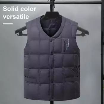 Мужской жилет, пальто с V-образным вырезом, без рукавов, однотонный однобортный жилет с карманами, утолщенный, ветрозащитный, теплый L армия зеленый
