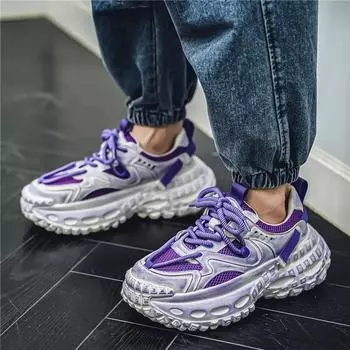 Men Vintage Platform Street Style Skateboard Sneakers Outdoor Sports Running Shoes High Quality Chunky Breathable Casual Shoes 39 чёрный