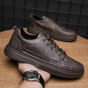 Men Vulcanized Shoes New Casual Leather Sports Fashion Waterproof Vulcanized Comfortable Spring Casual Shoes for Men 39