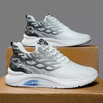 Men Walking Shoes Breathable Non-Slip Outdoor Running Mesh Comfortable Wear-resistant Training Sneakers for Men 37 черный белый