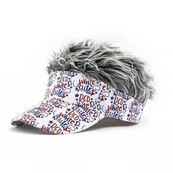Men Wig Cap Letter Printed Baseball Cap серый