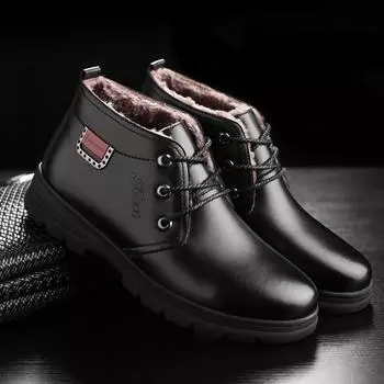 Men Winter Boots Male Snow Ankle Boots Waterproof Warm Fur Casual Boot Shoes Chaussure Homme Plus Size thn78 39 чёрный