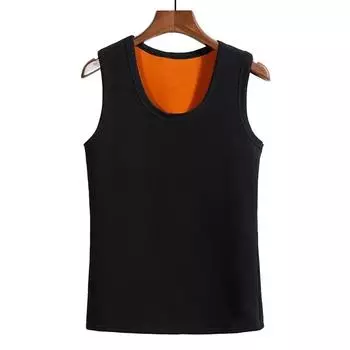 Men Winter Fleece Lined Thermal Tank Tops Warm Base Layer Vests Undershirt L чёрный