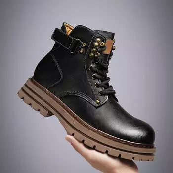 Men Winter Plush Snow Boots Classic Men s Motocross Boots All-match Casual Ankle Boots Male Comfortable High Top Outdoor Shoe 39