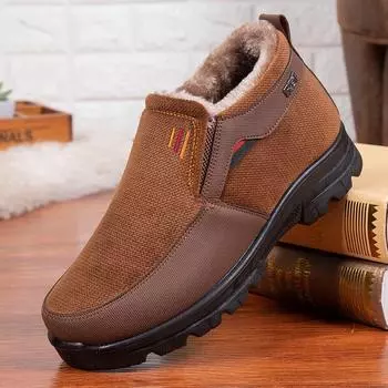 Men Winter Snow Boots Thicken Warm Boots Cotton Shoes Ankle Boots Waterproof Comfy Slip On Short Snow Boots Plus Size 39-48 39
