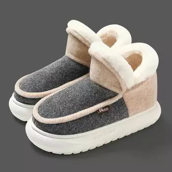 Men Winter Snow Boots Trend Thick-soled Plush Warmer Botas Heightening Shoes Platform Ankle Boots 40-41 серый