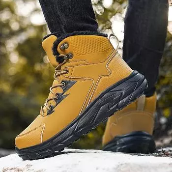 Men Winter Snow Boots Waterproof Leather Sneakers Super Warm Men s Boots Outdoor Male Hiking Boots Work Shoes Size 39-48 39 чёрный