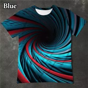 Мужская/женская футболка с 3D-печатью Vertigo Hypnotic Vortex Fun с коротким рукавом, крутая летняя футболка с индивидуальностью S золотой