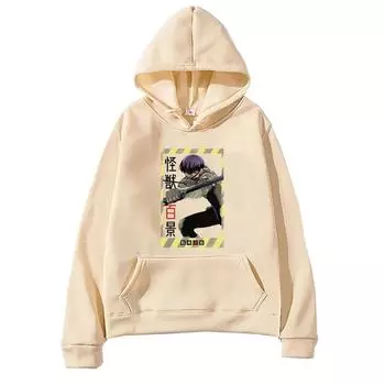 Men Women Anime Hoodies Kaiju No. 8 Hoshina Soushirou Printed Hooded Men Women Hoodies Long Sleeve Pullover Harajuku Sweatshirt XS хаки