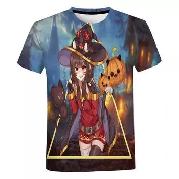 Мужская женская крутая футболка Аниме Megumin Konosuba 3D Print Футболка Уличная футболка большого размера XS