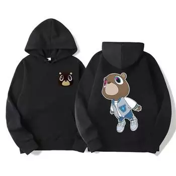 Men Women Fashion Retro Hooded Hip Hop Casual Bear Hoodie S