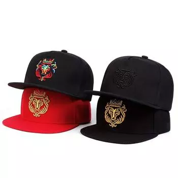 Мужская и женская бейсболка с вышивкой льва, летняя уличная шляпа от солнца, регулируемые кепки дальнобойщика в стиле хип-хоп, хлопковые кепки Snapback, плоская шляпа чёрный