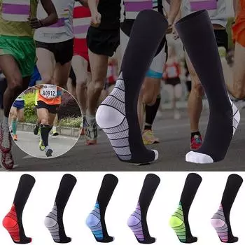 Мужские и женские носки для марафона, велоспорта, компрессионные носки для спорта, фитнеса, бега, футбола, футбола, варикозного расширения, тонкие дышащие носки L US 8-13 EU 39-45