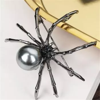 Men Women Party Clothes Brooch Exaggerated Creative Scarf Accessories Pin Brooches Black White Spider 4.5*5cm