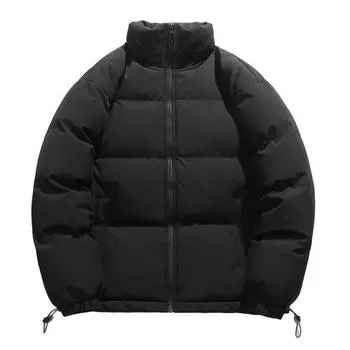 Мужское женское утолщенное хлопковое пальто с воротником-стойкой и длинным рукавом, однотонное, на молнии, стеганое M темно-серого