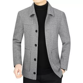 Men Wool Blazers Suits Jackets Wool Blends Male Business Casual Suits Coats Slim Fit Blazers Coats Men s Clothing M хаки