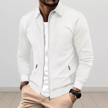 Мужская куртка на молнии с вафельным узором, приталенная куртка с карманами на молнии, повседневное пальто с лацканами на весну M серый