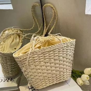 Менеджер магазина рекомендует однотонные простые тканые сумки из травы, тканые сумки на ремне в европейском и американском стиле, модные шарфы