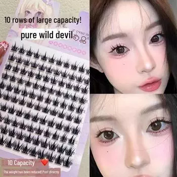 Mengji Shangpin 10 рядов накладных ресниц большого размера Wild Devil - натуральные густые фотогеничные ресницы в стиле комиксов.