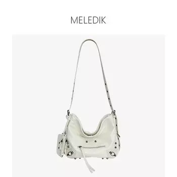 Mengla Dickies Millennium Sexy Locomotive Shoulder Rivet Bag White